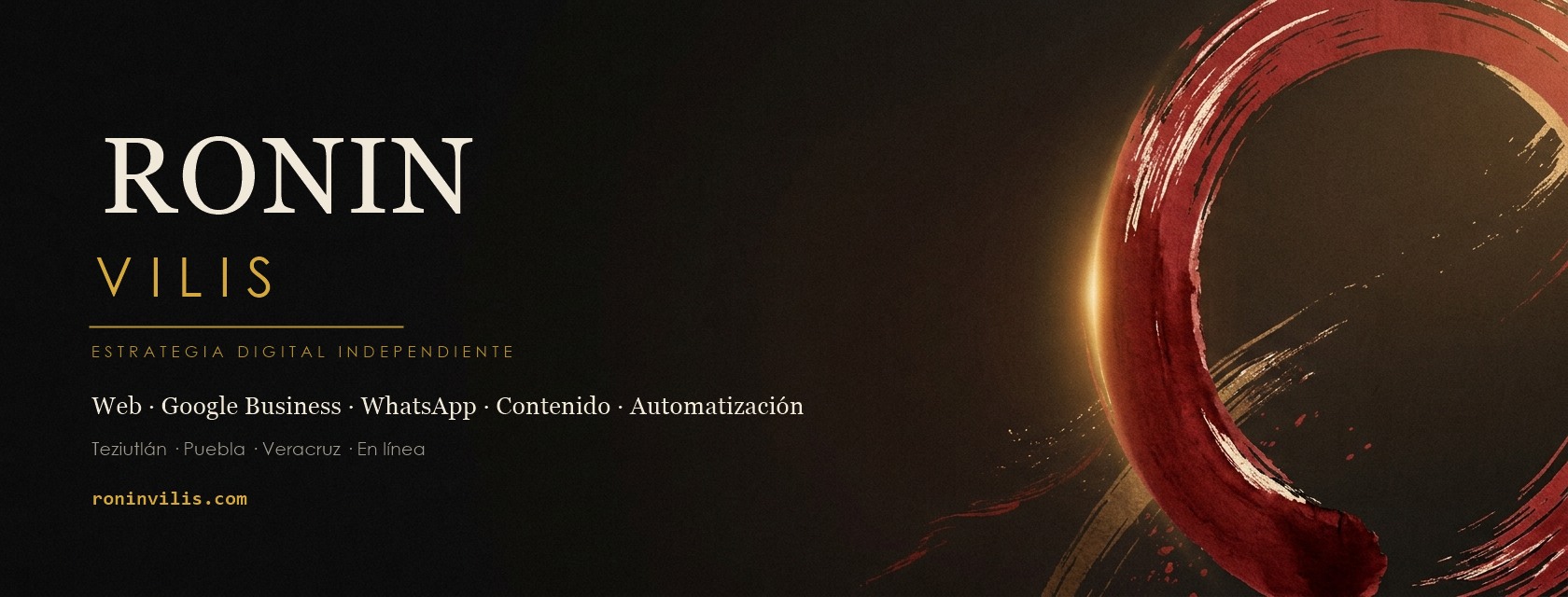 Portada de Facebook de RONIN VILIS con el enso pintado y el wordmark