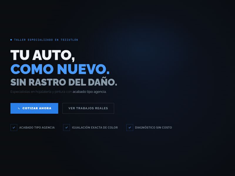 Sitio web de Nova Finish, taller de restauración automotriz en Teziutlán, diseñado por RONIN VILIS